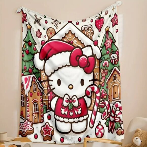 Hello Kitty Soft Fleece Christmas Throw Blanket 59 X 78 inch NWT - Picture 2 of 3